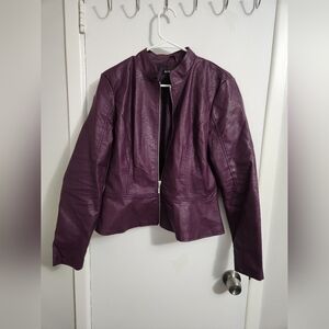 Women's Purple Vegan Leather Jacket